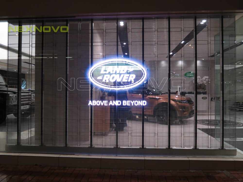 香港銅鑼灣路虎Landrove4S店透明LED顯示屏項目(圖6)